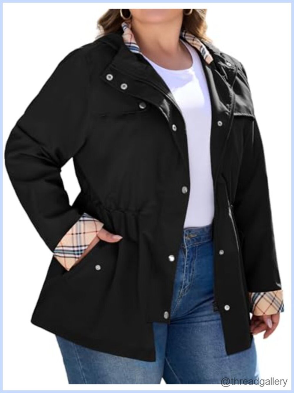 Plus Size Lightweight Hooded Waterproof Raincoat Windbreaker